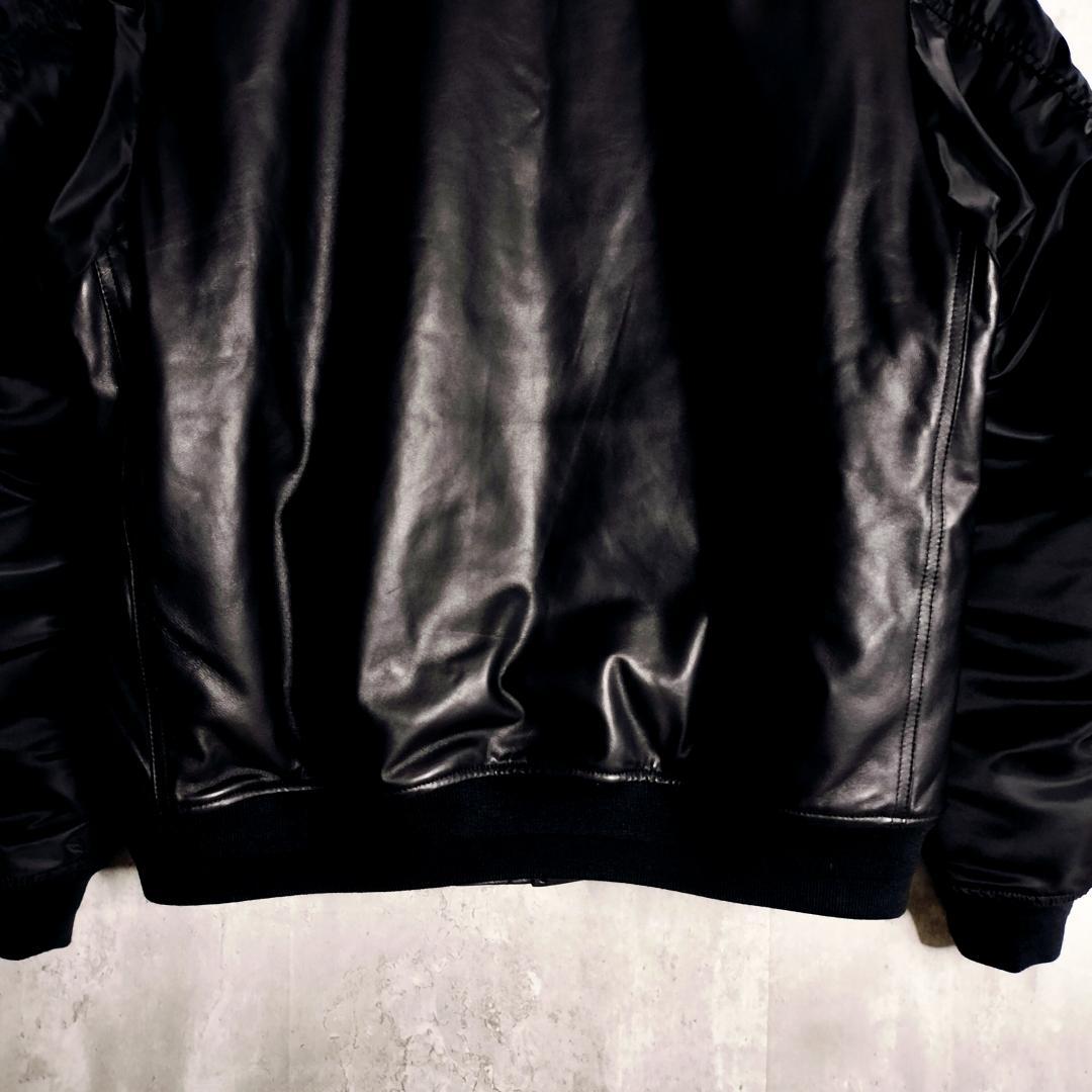 新品タグ★クライミー 羊革 ナイロン切替 MA-1 レザーボンバージャケット L