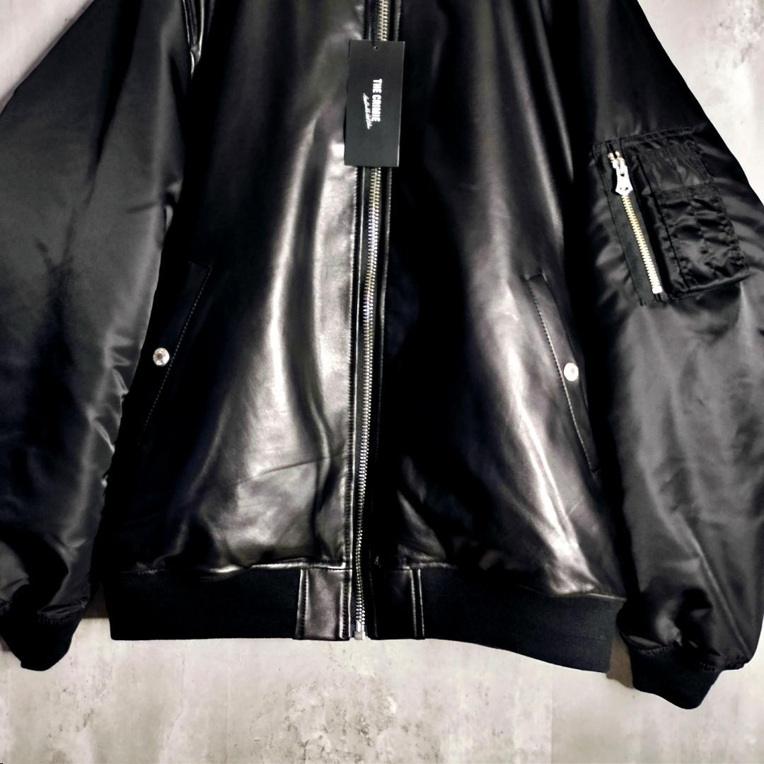 新品タグ★クライミー 羊革 ナイロン切替 MA-1 レザーボンバージャケット L
