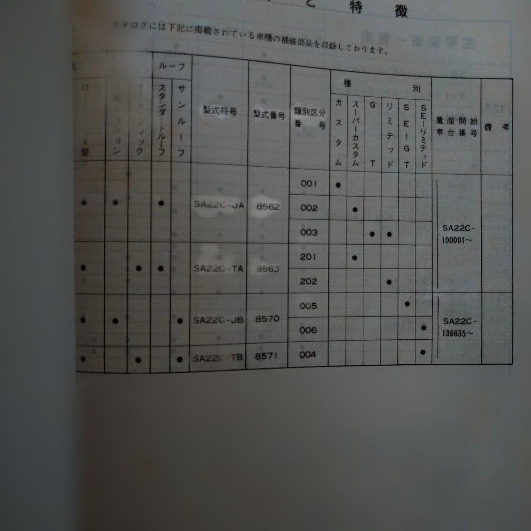 マツダ　サバンナRX-7 SA22C パーツカタログ 初期型