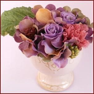 プリザーブドフラワーアレンジメント 紫　カーネーション＆アジサイ