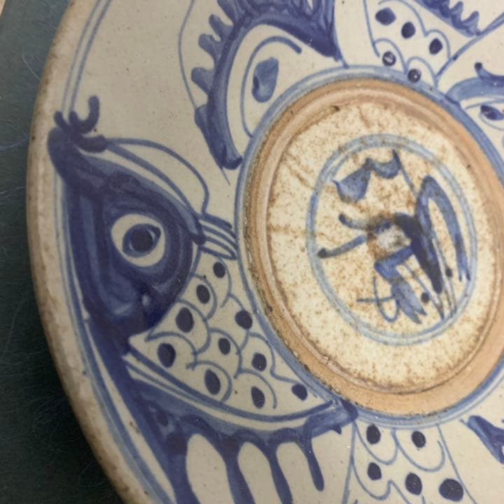 安南　染付　呉須魚紋皿 飾皿 青華 絵皿 古玩 唐物 中国 古美術 時代物