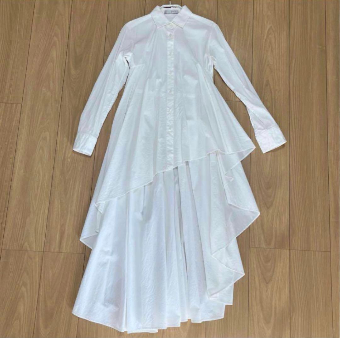 【美品】トゥモローランド　6万　白シャツワンピース　ロングワンピース　ホワイト