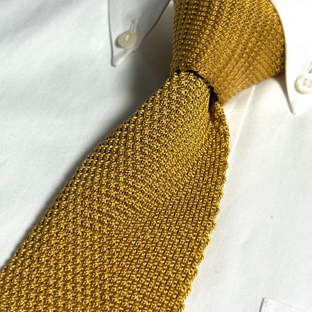 Brooks Brothers ネクタイ スクエア ゴールド系 ロゴ柄