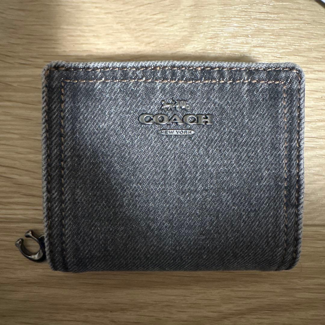 COACH グレー デニム 二つ折り財布