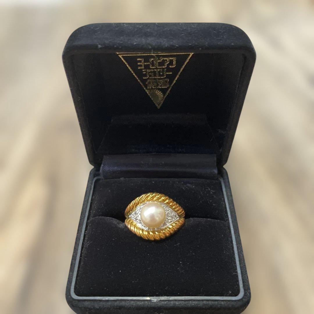 パール装飾ゴールドリング