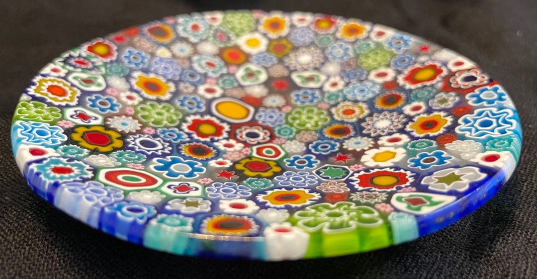 【未使用】ベネチアンガラス 中皿ミルフィオリ φ108 ハンドメイド