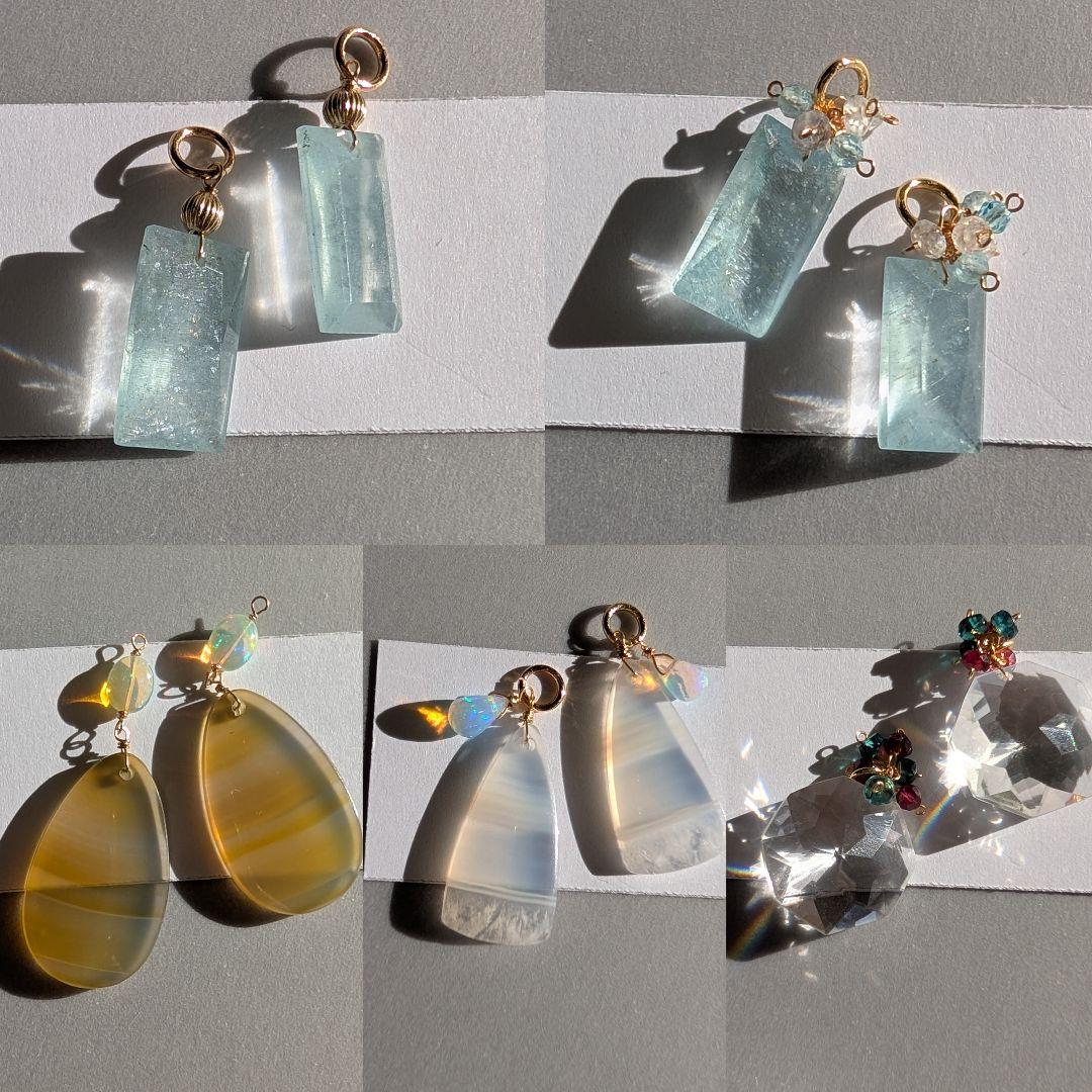 アイリスアゲート オパール ピアス