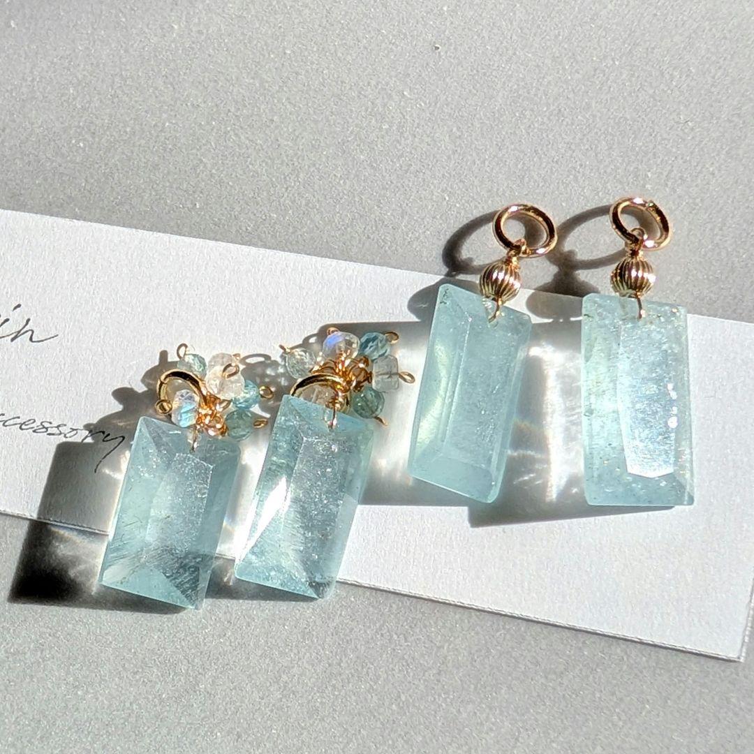 アイリスアゲート オパール ピアス