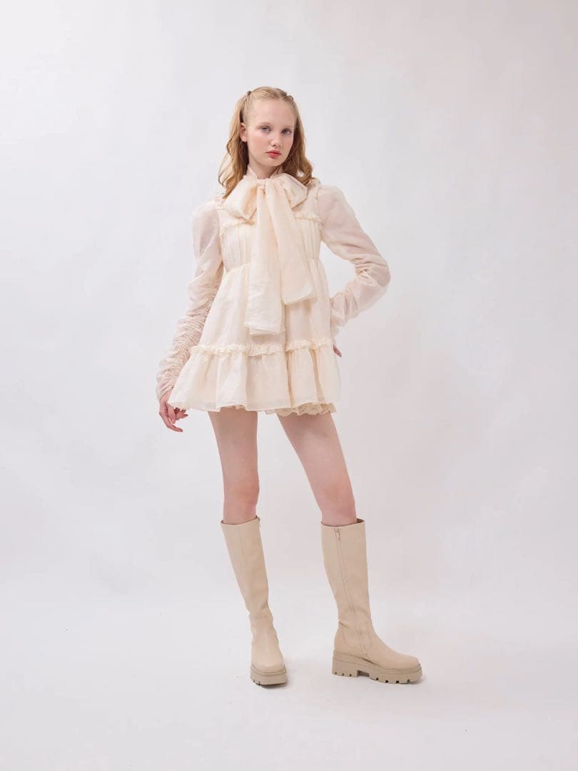 Treat ÜrselfSheer ribbon frill one-piece