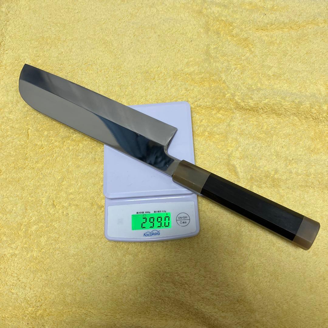 マ*サ様 ④銀三 本焼 薄刃8寸 全鏡面 黒檀柄両水牛角