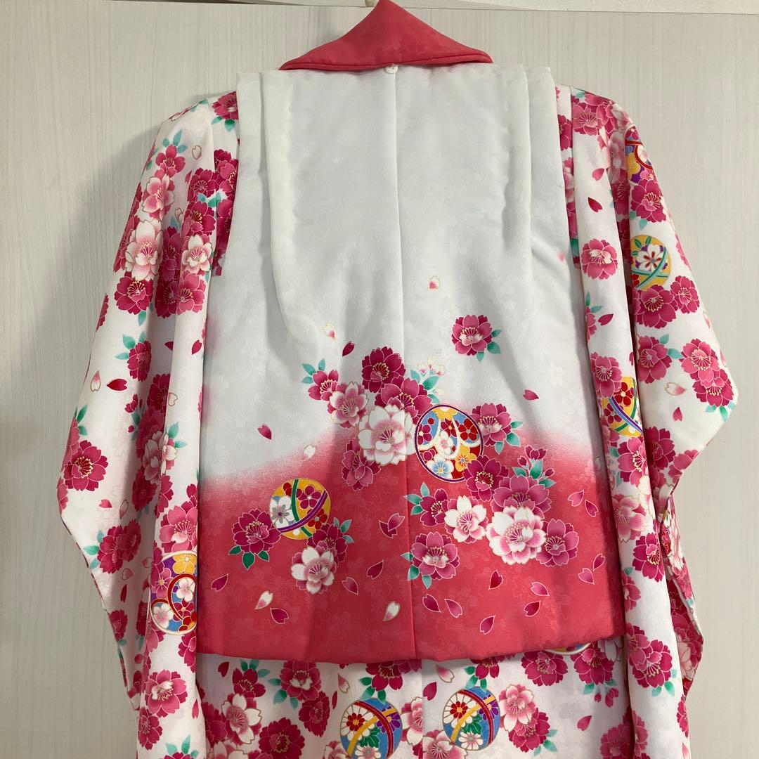 七五三用 花柄衣装 ピンクと白
