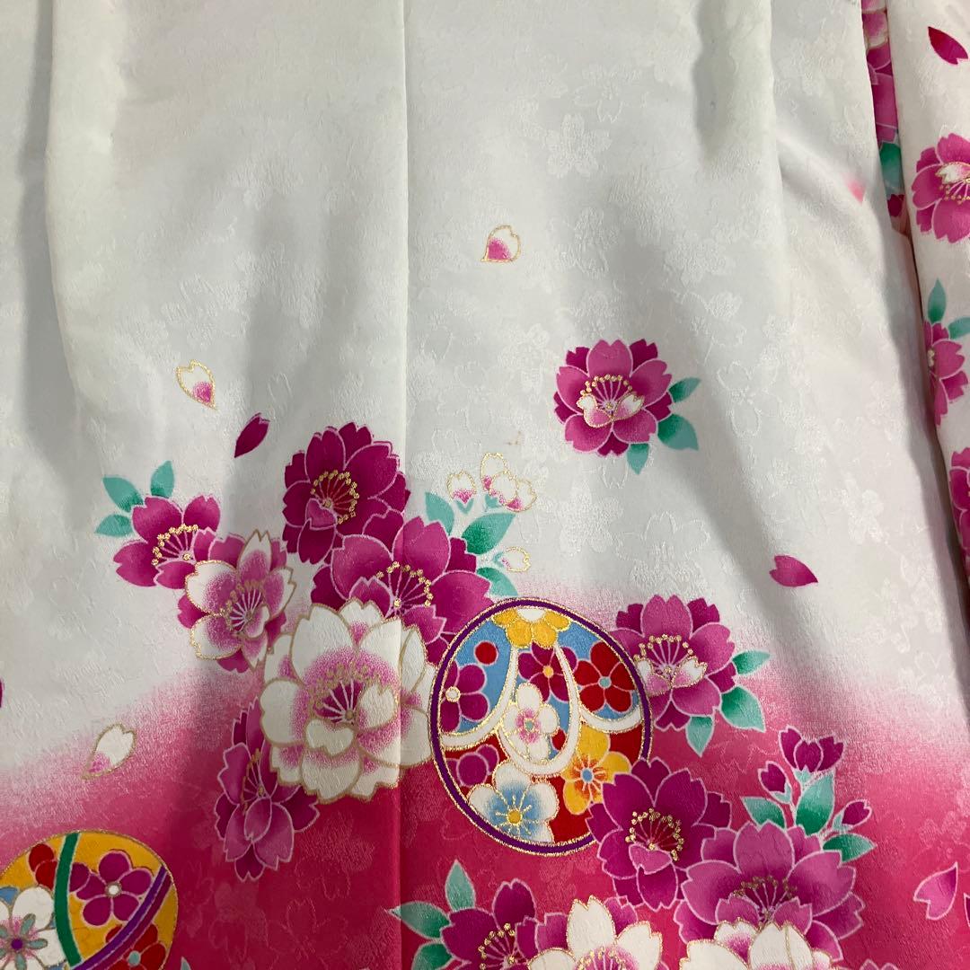 七五三用 花柄衣装 ピンクと白