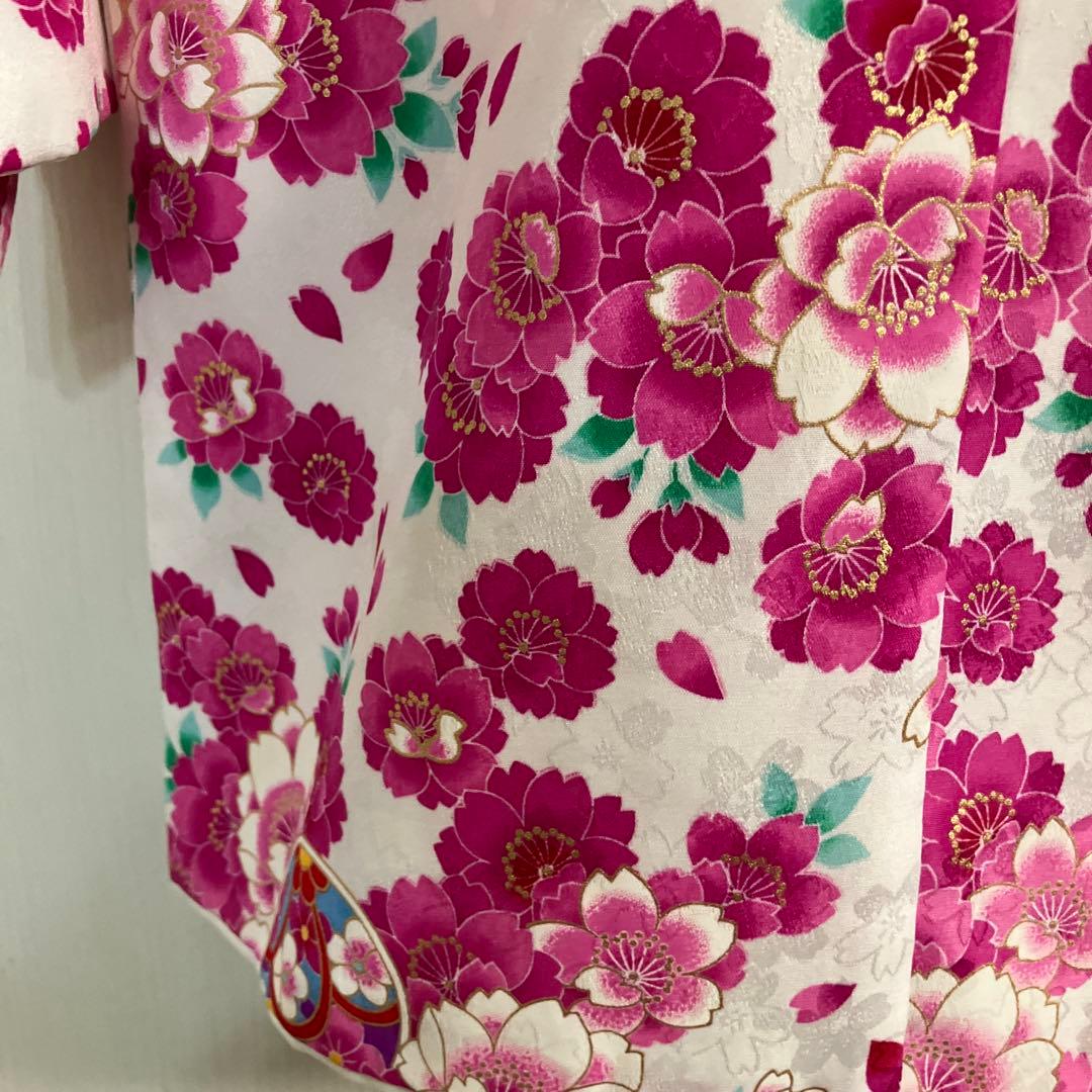 七五三用 花柄衣装 ピンクと白