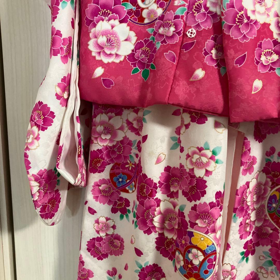 七五三用 花柄衣装 ピンクと白