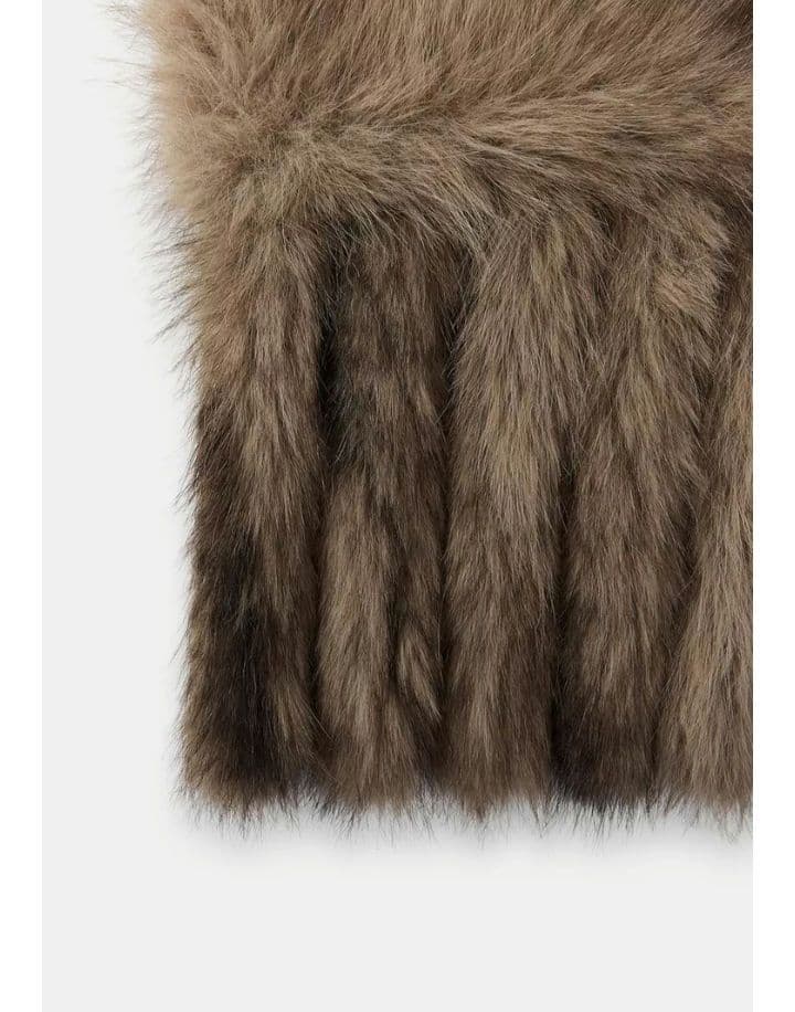 完売品 ZARA フェイクファー フリンジ付き プレーンスカーフ ストール