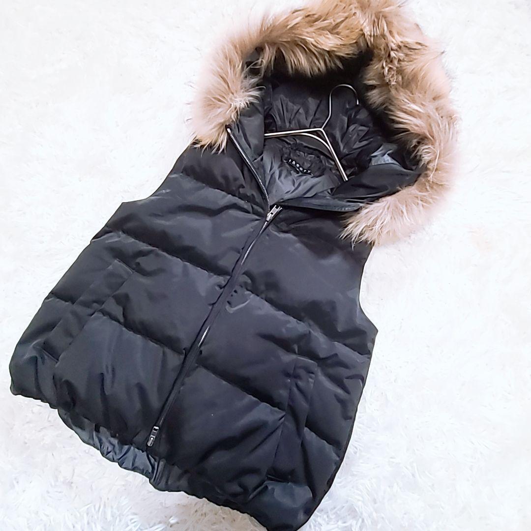 美品 セオリーtheory ダウンベストダウン90% ファー脱着 WジップS