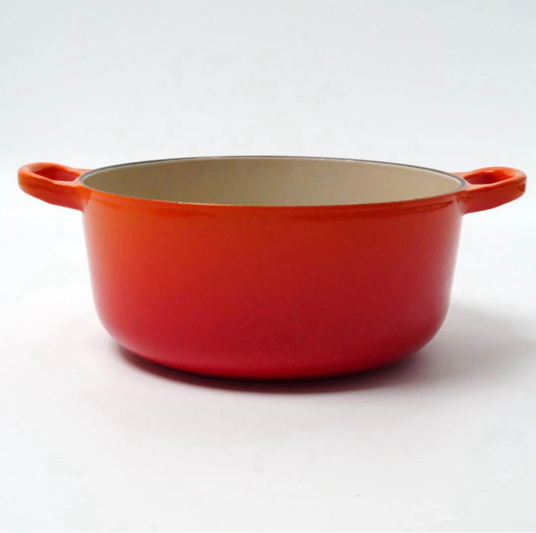 【美品】LE CREUSET　ココット ロンド オレンジ　20cm