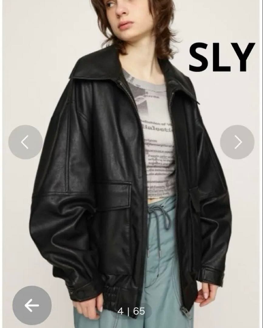 美品　SLY FAUX LEATHER ZIP UP ブルゾン　レザージャケット