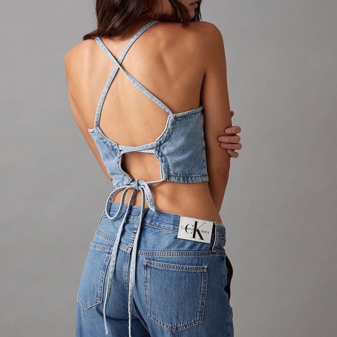CKJ バックレスデニムタンクトップ