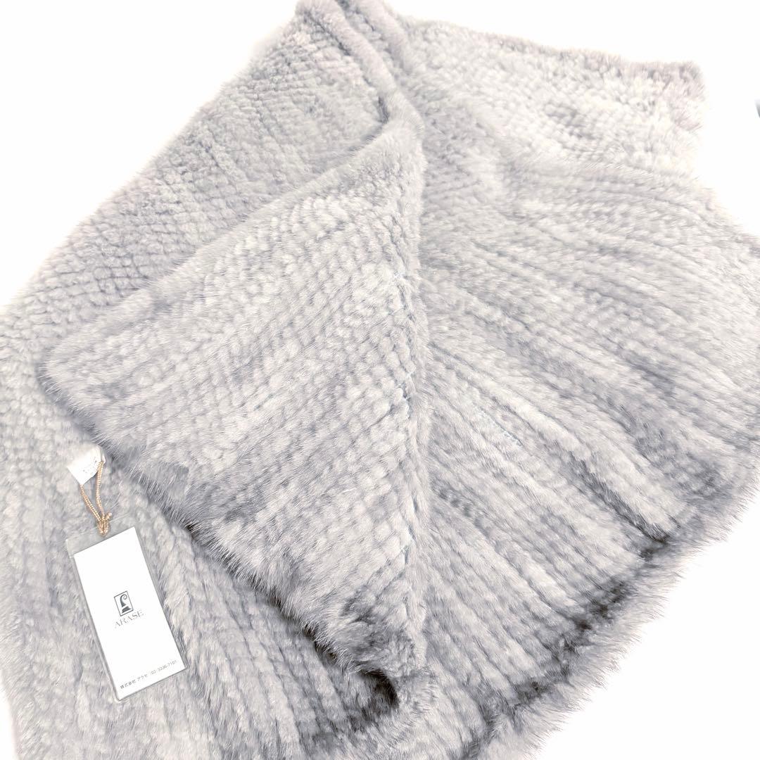 ★新品タグ付き★高級サファイアミンクマフラー ストール ショール グレー