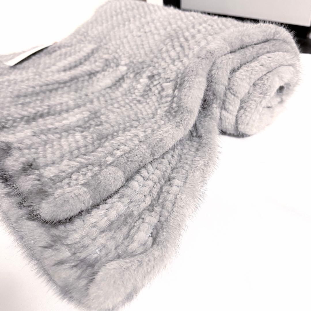 ★新品タグ付き★高級サファイアミンクマフラー ストール ショール グレー