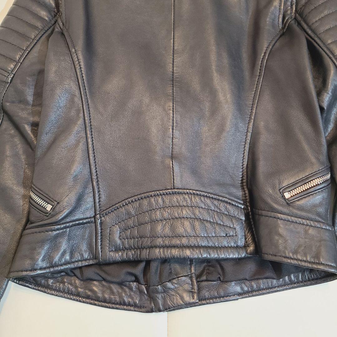 ZARA ダブルライダースジャケット ラムレザー 本革 バンドカラー Y2K