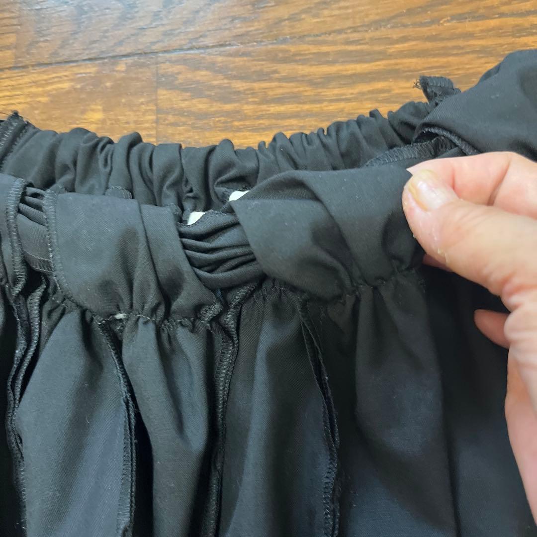 最終タオコムデギャルソン黒ひざ丈スカートXS ウエスト後ろゴムサイズ大きい方にも