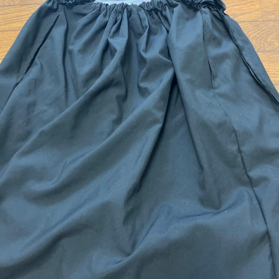 最終タオコムデギャルソン黒ひざ丈スカートXS ウエスト後ろゴムサイズ大きい方にも