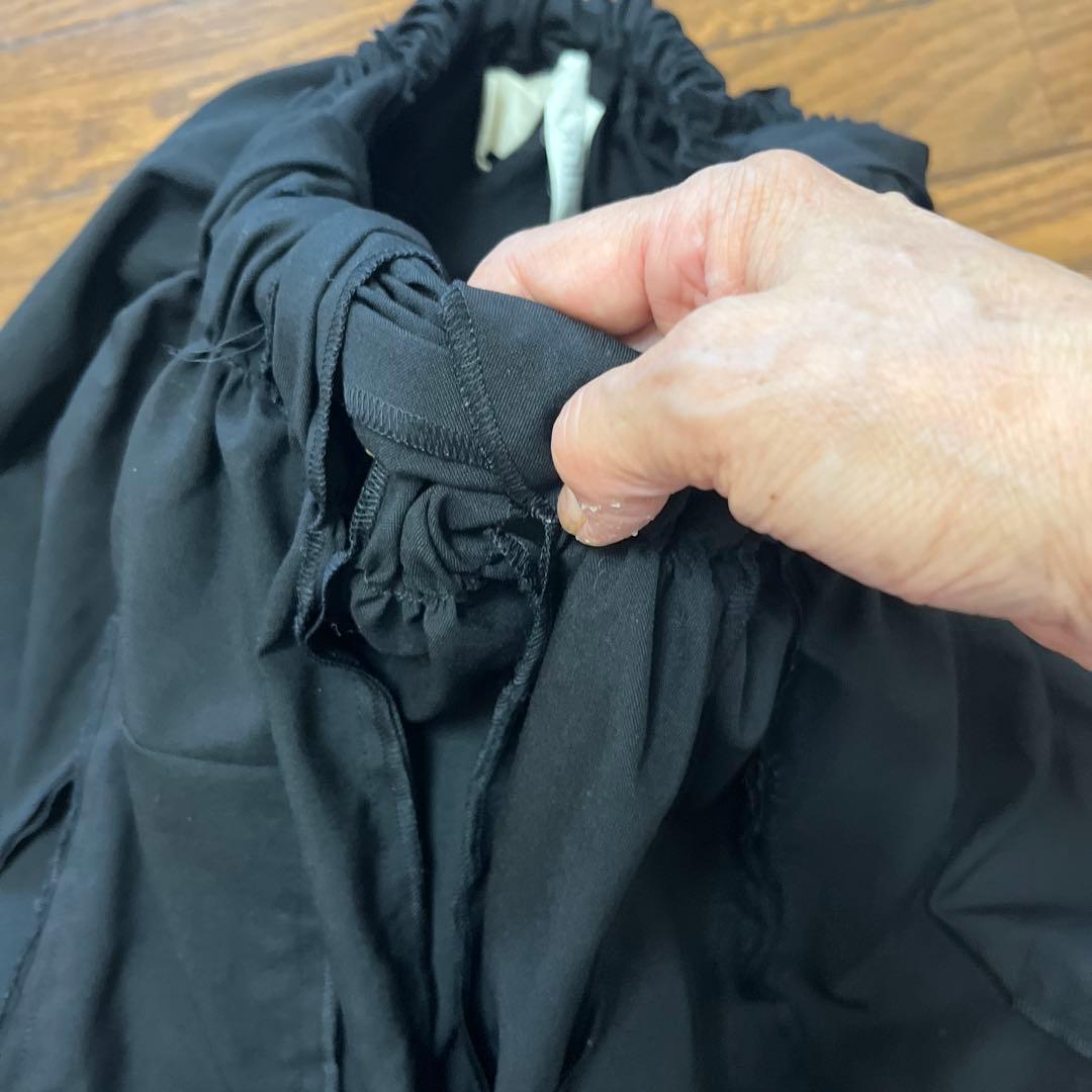 最終タオコムデギャルソン黒ひざ丈スカートXS ウエスト後ろゴムサイズ大きい方にも