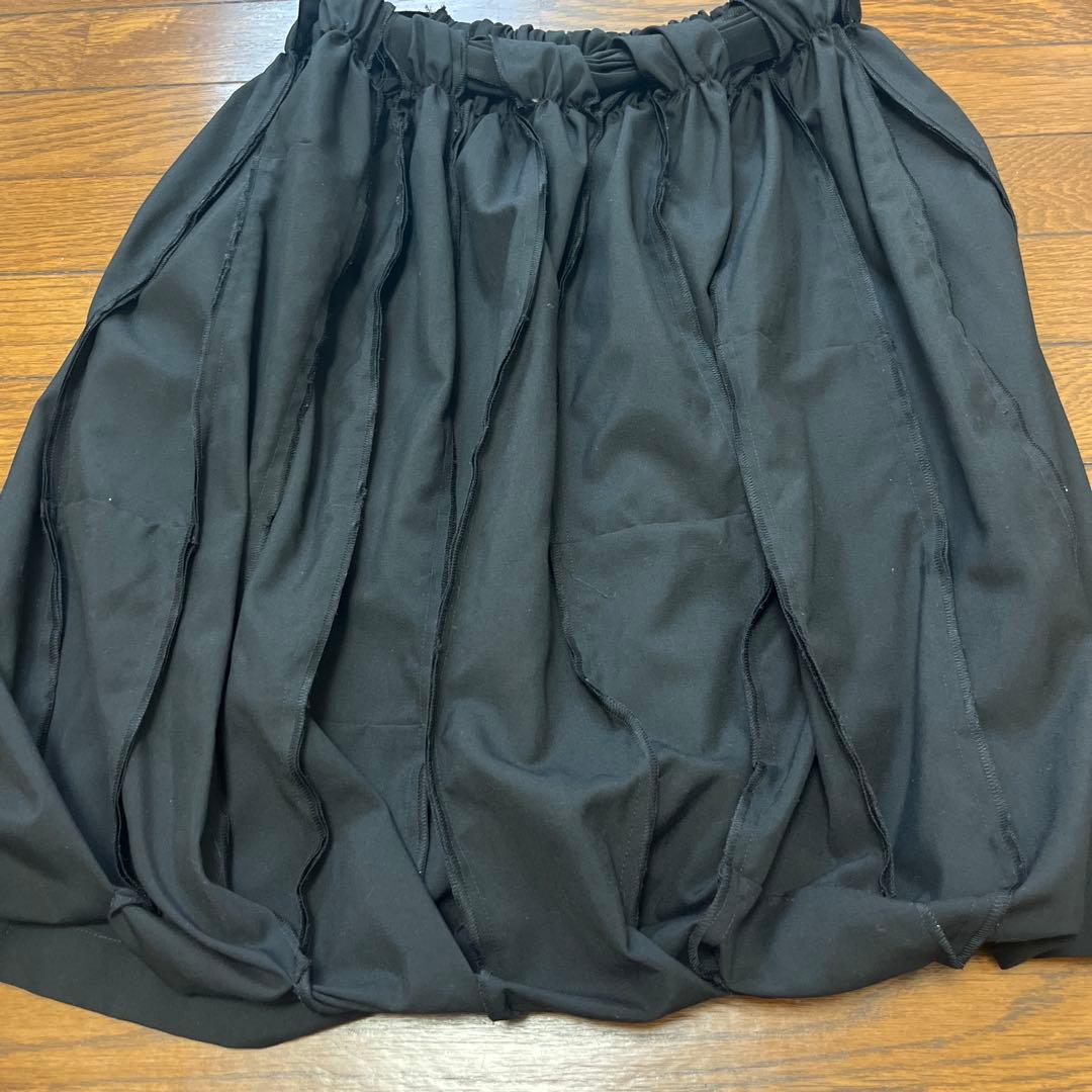 最終タオコムデギャルソン黒ひざ丈スカートXS ウエスト後ろゴムサイズ大きい方にも