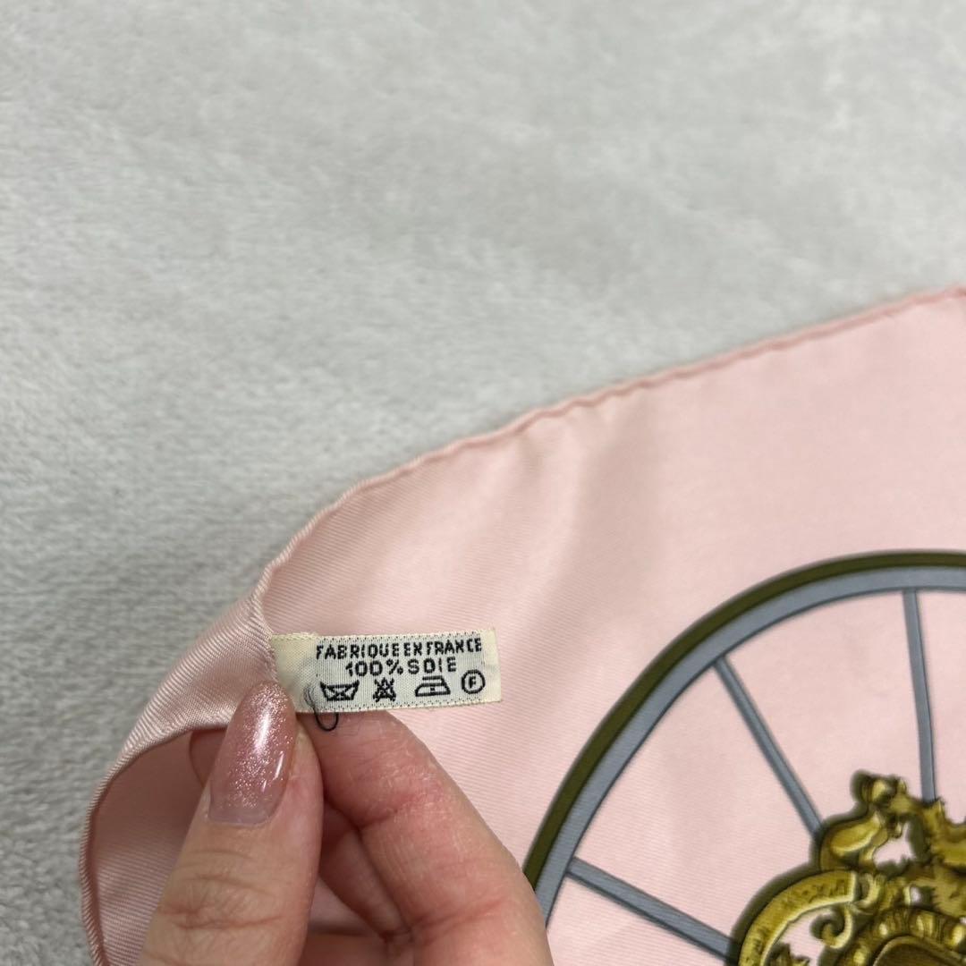 J685 美品 エルメス シルク100% スカーフ ピンク レディース