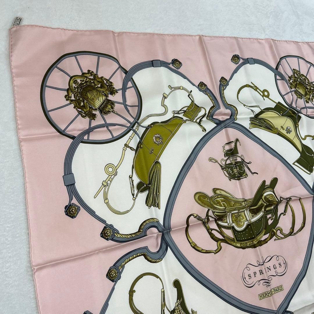 J685 美品 エルメス シルク100% スカーフ ピンク レディース