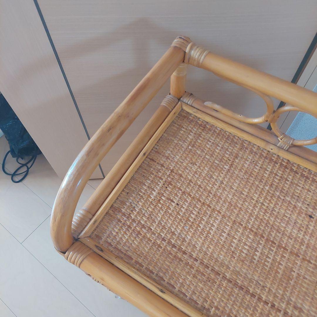 ラタン 3段引き出し ランドリーラック　木製　籐箪笥　昭和レトロ　ビンテージ