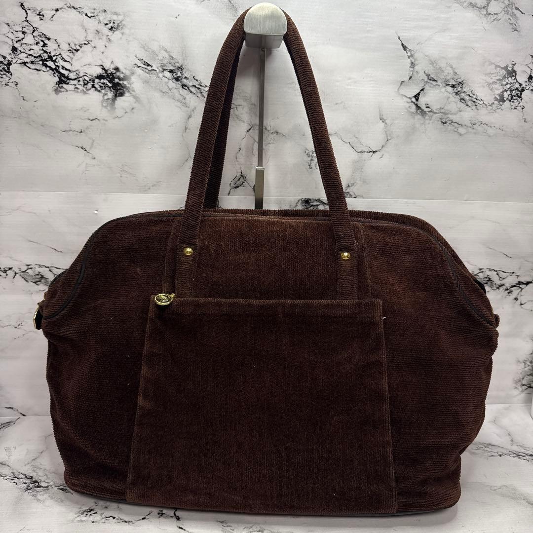 (美品)大人気、フェイラー、ボストンバッグ、大容量、シェニール織、人気色、茶、金