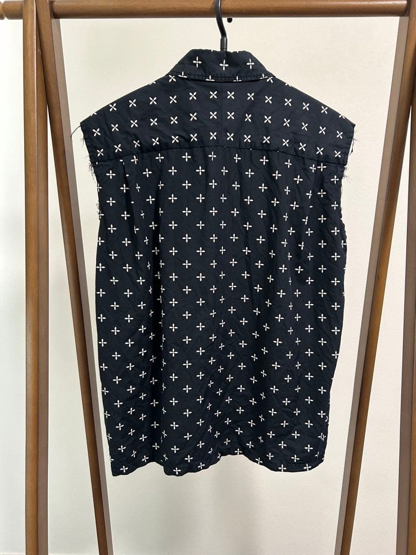 NUMBER NINE ノースリーブシャツ 黒 クロス柄 サイズ3（Ｍ）