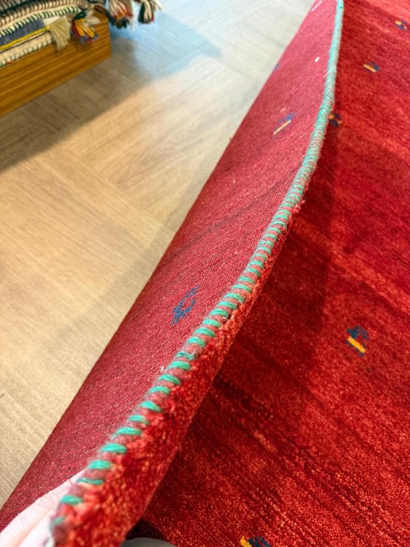 手織り 250x203cm ギャッベ ペルシャ絨毯 ギャッベ リビング レッド