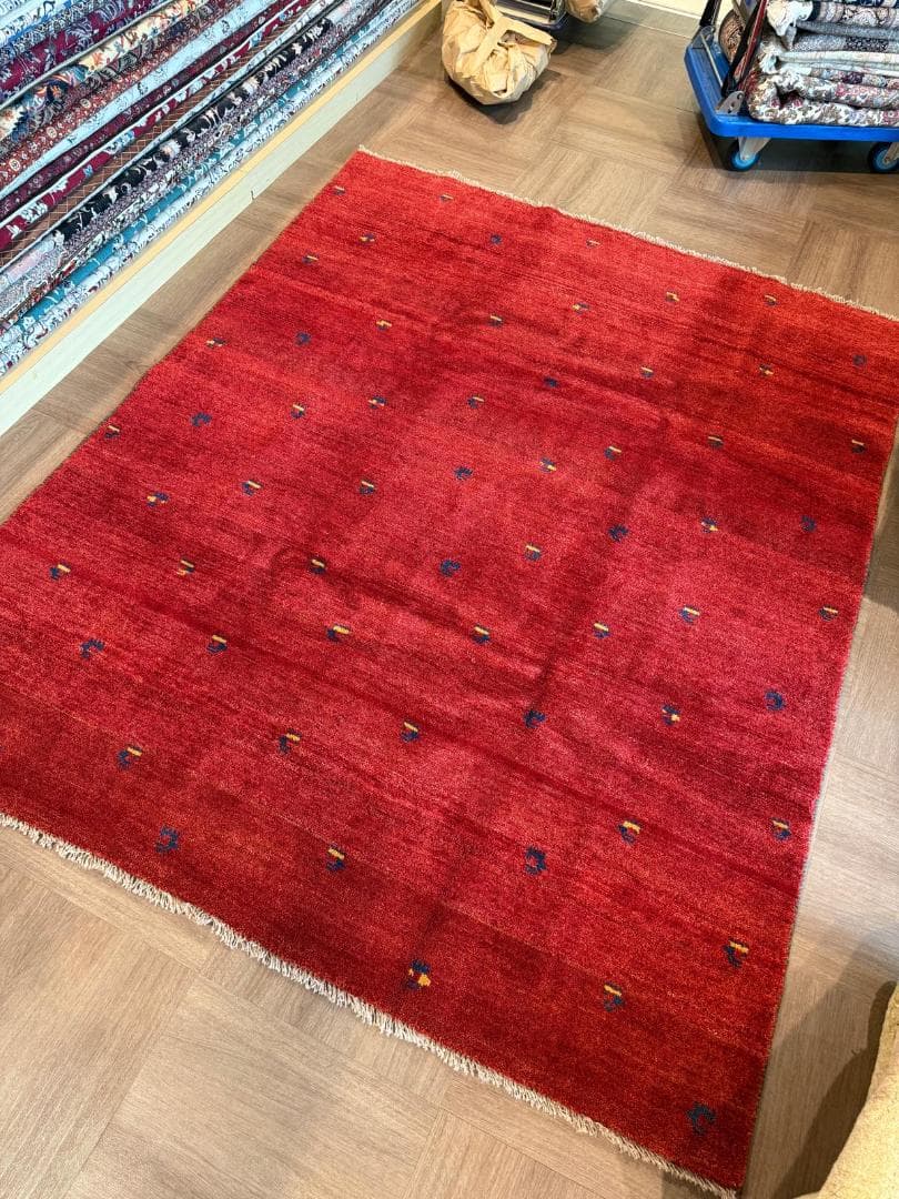 手織り 250x203cm ギャッベ ペルシャ絨毯 ギャッベ リビング レッド