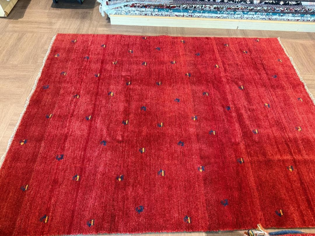 手織り 250x203cm ギャッベ ペルシャ絨毯 ギャッベ リビング レッド