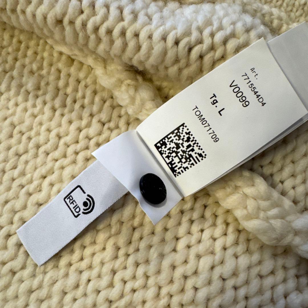 ストーンアイランド フード付きチャンキーニットカーディガン　ホワイト L