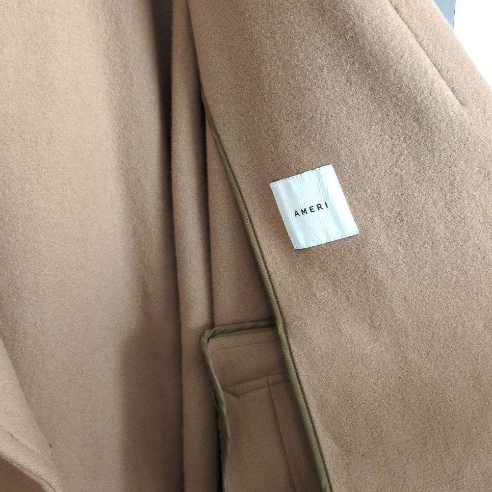 AMERI アメリ リトルフレアロングコート ベージュ M ウール100%