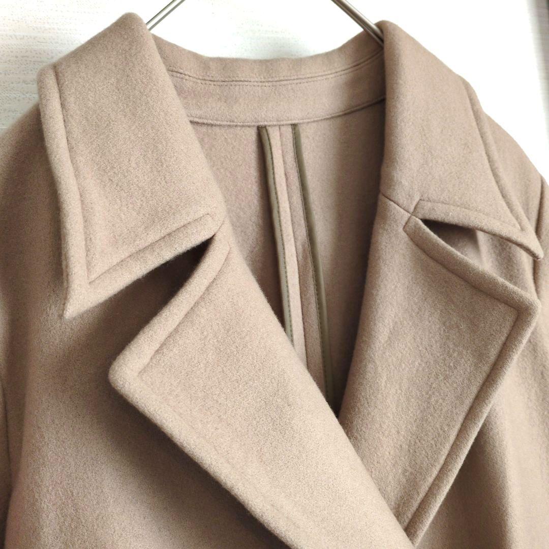 AMERI アメリ リトルフレアロングコート ベージュ M ウール100%