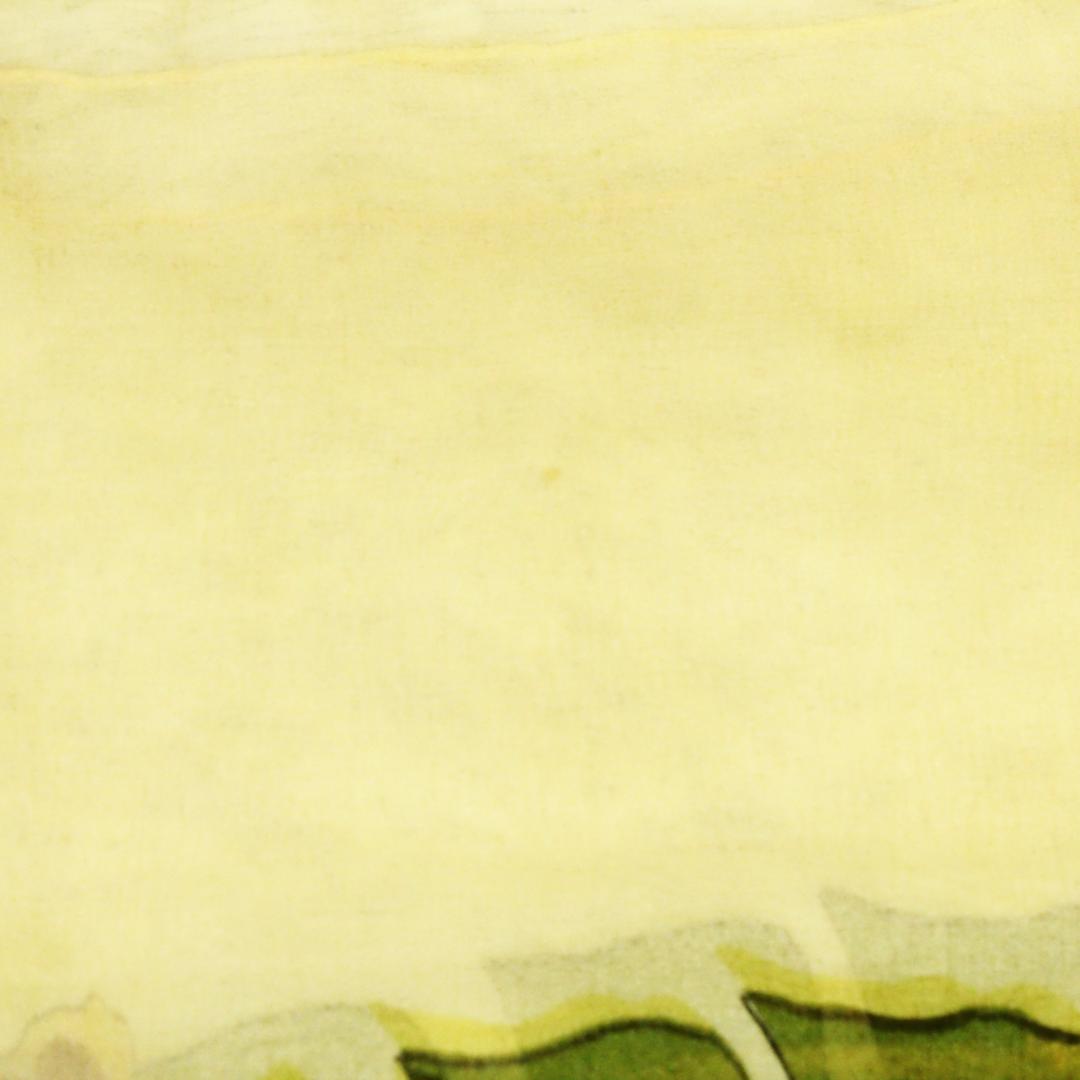 激レア 極美品 エルメス スカーフ 花柄 大判 薄手 イエロー HERMES