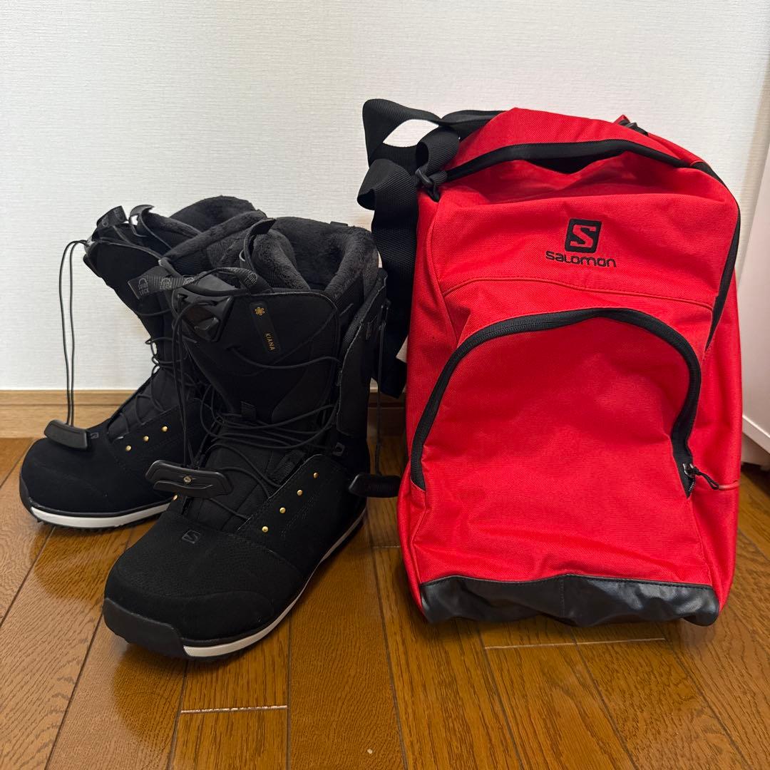 Salomon スノーボードブーツ ブラック&ブーツバッグ赤