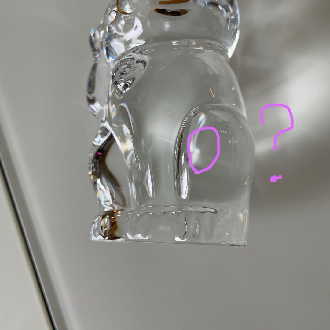 美品 Baccarat クリスタルガラス 招き猫 ラッキーキャット まねき猫