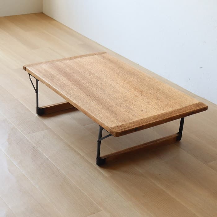 アンティーク ラワン材 折り畳み ローテーブル ちゃぶ台 古家具 レトロ