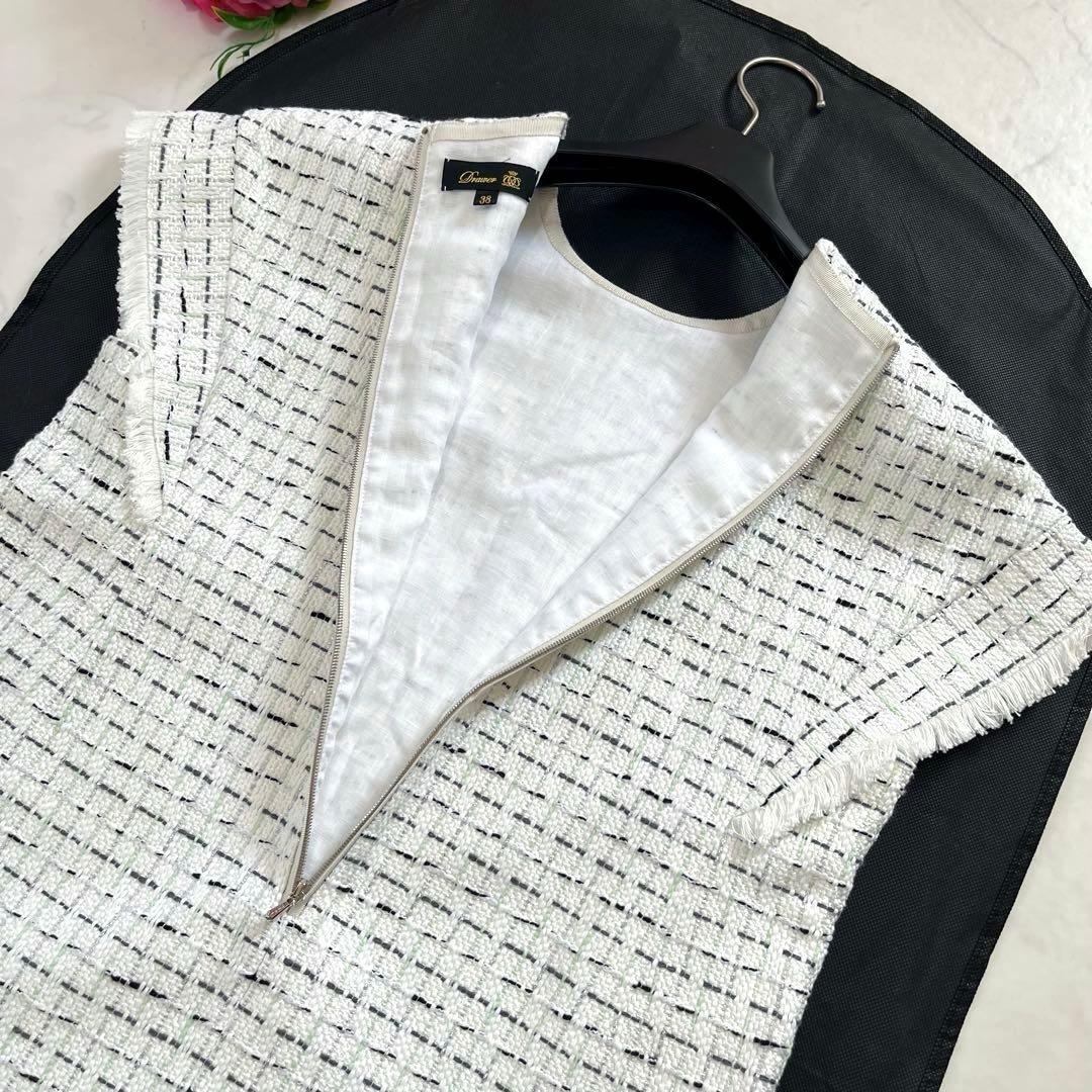 極美品☆Drawer ドゥロワー　ツイードフリンジブラウス　38