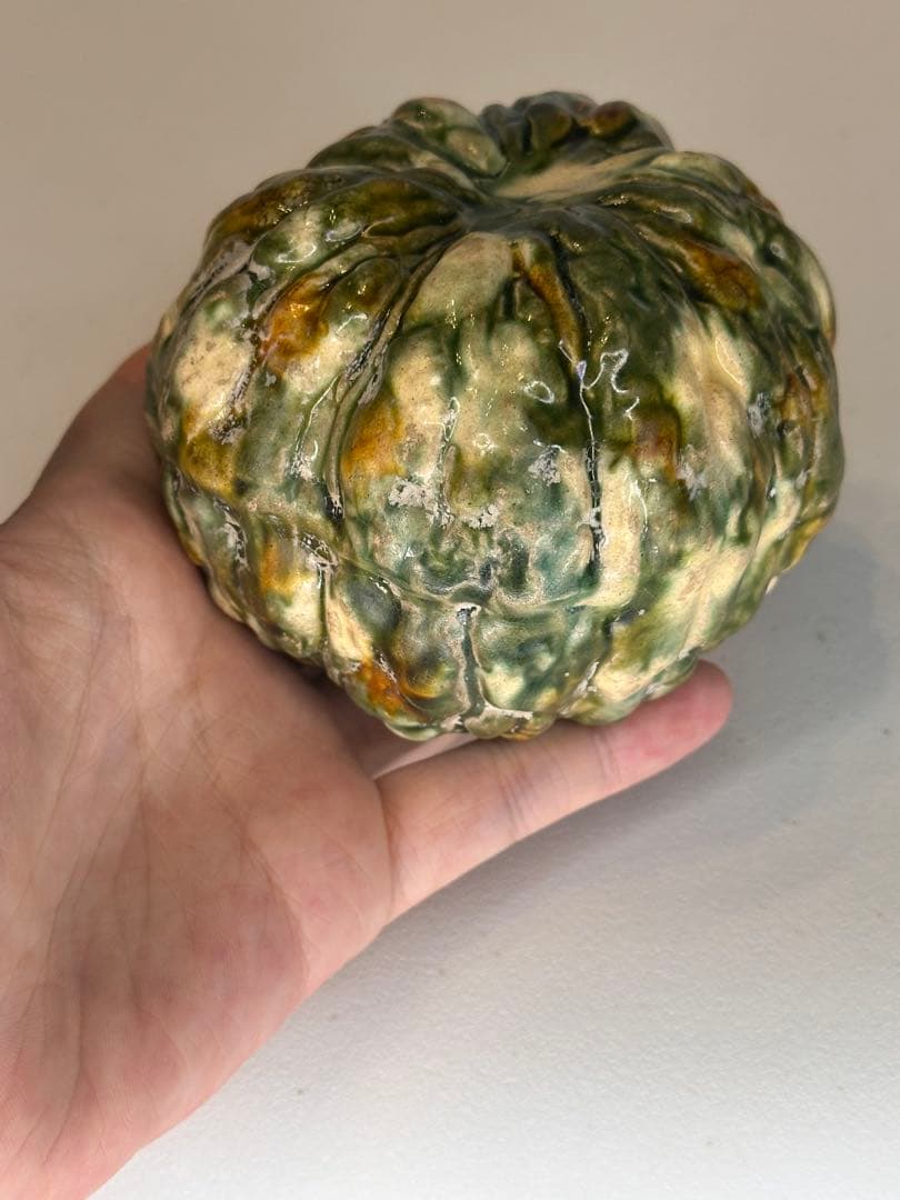 中国古董 唐三彩 陶器 南瓜かぼちゃ形置物 彩陶 唐代 工芸品 コレクション