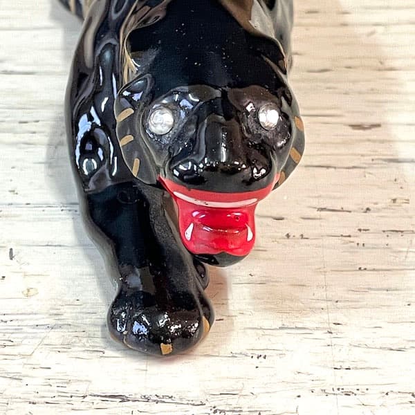 ビンテージ　ブラックパンサー２体セット　陶器　置物　黒豹