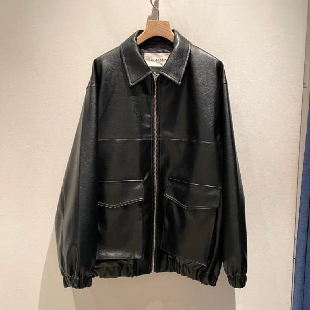 【新品】Ray BEAMS フェイクレザー フライトジャケット ブラック