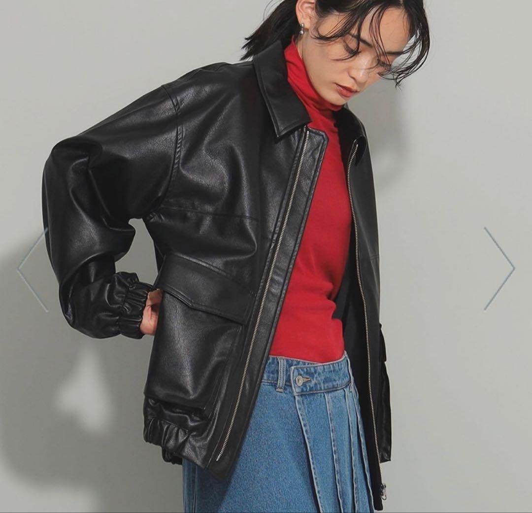 【新品】Ray BEAMS フェイクレザー フライトジャケット ブラック